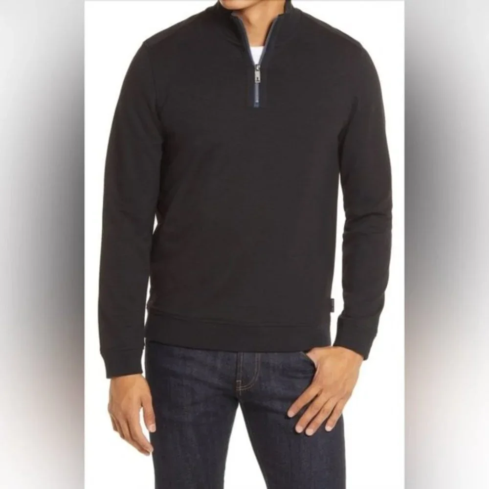 Ted Baker London‎ Sweater Men's Size 2XL Green Caravan Slim 1/4 Zip Long Sleeve